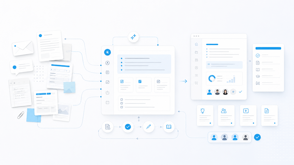 Équipe métier travaillant avec l’IA sur des documents, demandes clients et processus internes réels